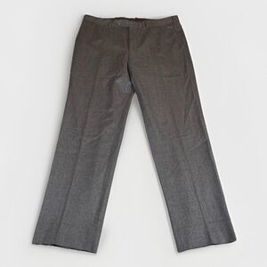 Ermenegildo Zegna Wool Trousers Men 36X30 Gray Wool Flat Front Pants Su Misura